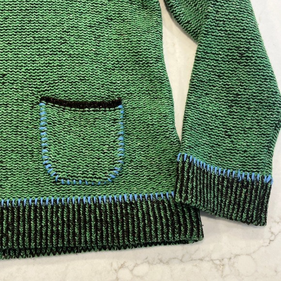 Nua Hoodie Sweater Irish Knit Womens Medium Green Brown Merino Wool Silk Blend - Picture 5 of 10